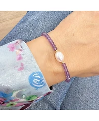 The Lovery Amethyst Bead Pearl Bracelet 14k Gold