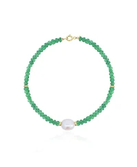 The Lovery Green Onyx Bead Pearl Bracelet 14K Gold