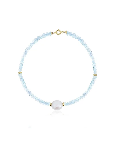 The Lovery Blue Topaz Bead Pearl Bracelet 14K Gold