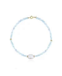 The Lovery Blue Topaz Bead Pearl Bracelet 14K Gold