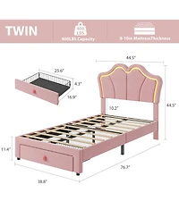 Homfan Set of 2 Dreamy Velvet Platform Bed with Adjustable Channel-Tufted Headboard – Soft Linen Upholstery, No Box Spring Needed