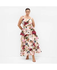City Chic Women's Plus Bianka Bloom Print Crop Top
