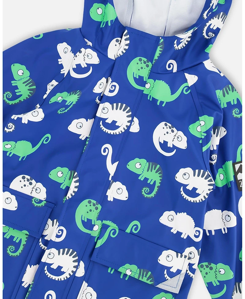 Deux par Deux Big Boys Rain Jacket in Polyurethane Chameleon Print