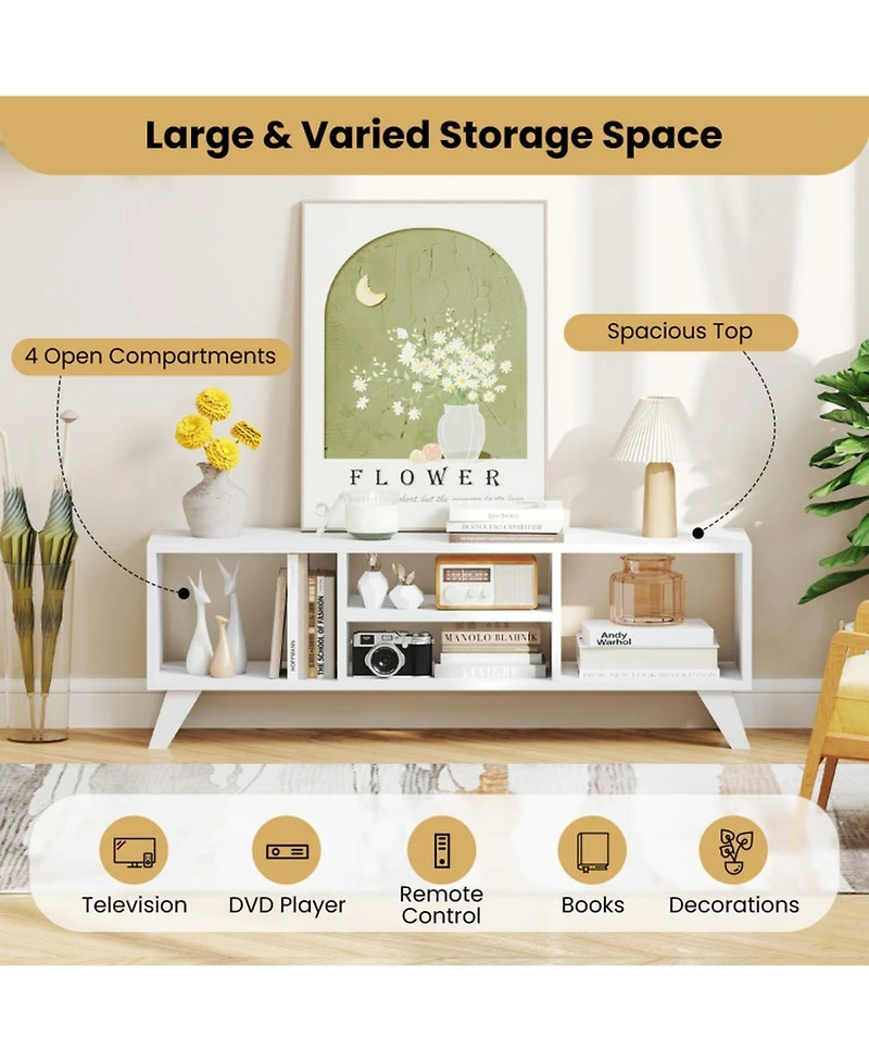 Gouun 48 in Modern Tv Console with 4 Open Storage Compartments