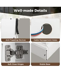 Gouun 58 in Fireplace Tv Stand with Led Lights and Glass Door Cabinets