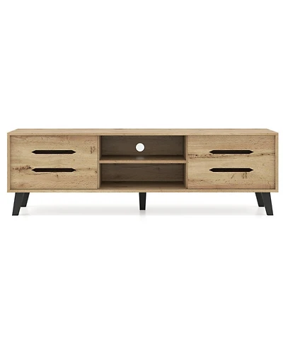 Gouun 59 in Mid-Century Tv Stand with Sliding Doors and Cable Management