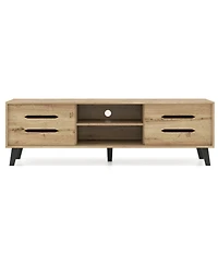 Gouun 59 in Mid-Century Tv Stand with Sliding Doors and Cable Management