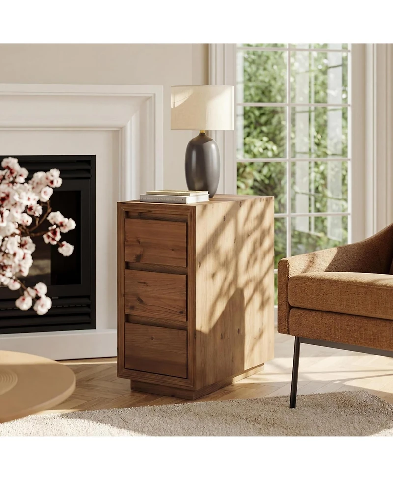 Tribesigns Solid Wood Nightstand with 3-Drawers, Side Table, Assembly Wooden Bedside Table