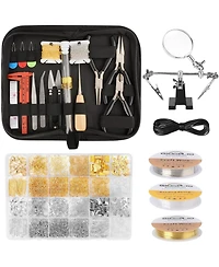 Gnuadz 1810 Pcs Jewelry Making Kit Pliers Wires Findings Chains Magnifier Storage Bag