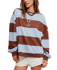 Free People Women's Classic Crewneck Stripe Oversized Top
