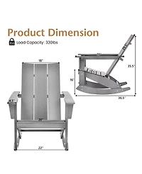 Gymax Set of 2 Adirondack Rocking Chair All Weather Hdpe Rocker Patio