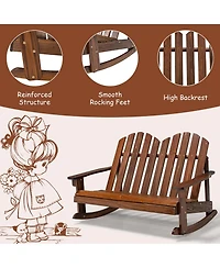 Gouun Fir Wood Outdoor Rocking Chair 2-Person with Slatted Seat