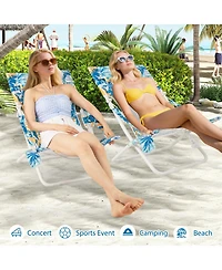 Gouun Portable Folding Beach Chair Set of 2 with Storage Pockets