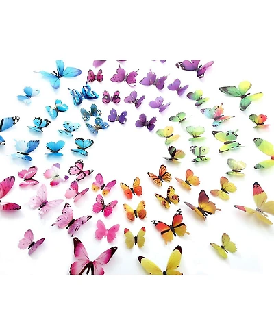 Gnuadz 60pieces Butterfly Wall Decor Plastic Art Decorations Birthday Wedding Christmas Party Cake Removable Stickers