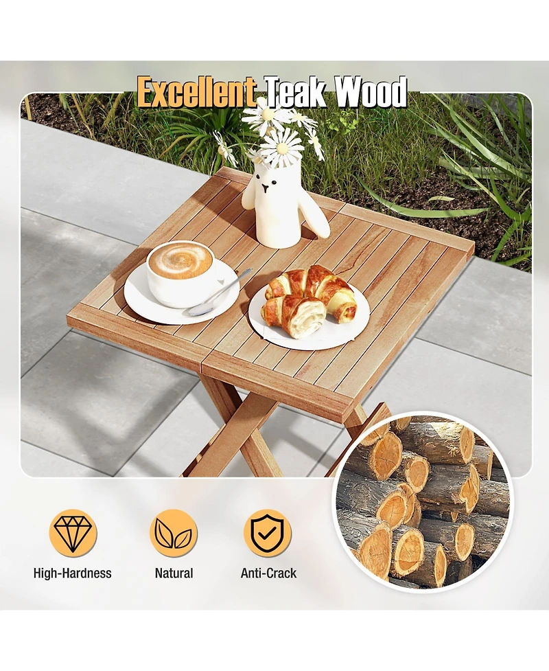 Gymax Patio Folding Side Table w/X-shaped Legs Slatted Tabletop for Backyard Outdoor
