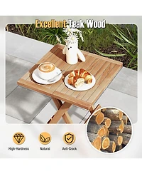 Gymax Patio Folding Side Table w/X-shaped Legs Slatted Tabletop for Backyard Outdoor