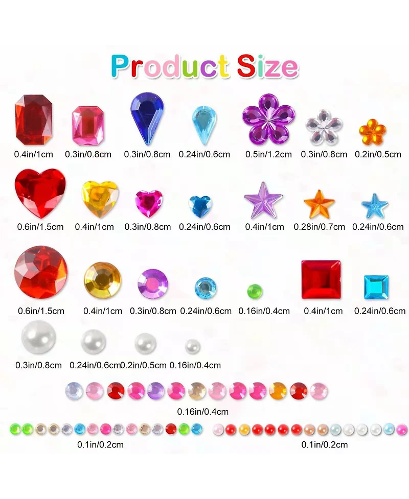 Gnuadz 2774pcs Self Adhesive Rhinestone Stickers Jewels Heart Craft Supplies Bling Gems