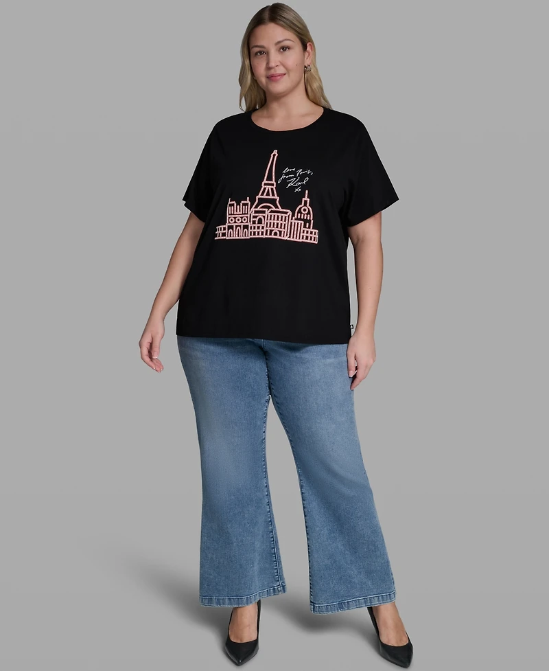 Karl Lagerfeld Paris Plus Crewneck Graphic T-Shirt