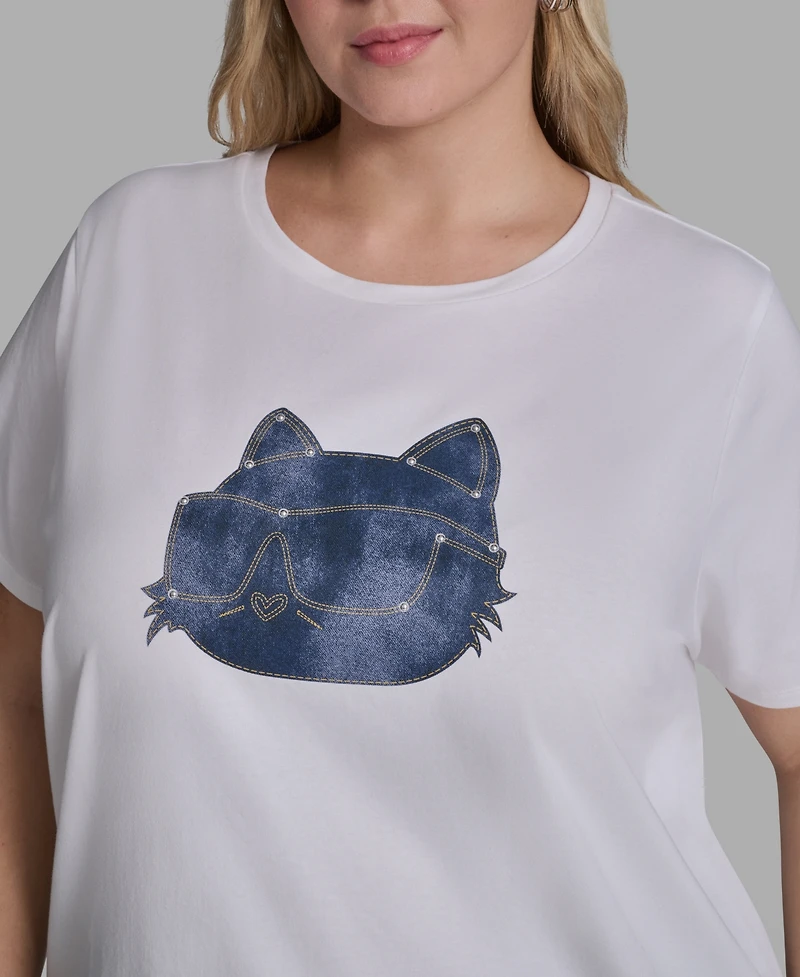 Karl Lagerfeld Paris Plus Pull-On Graphic T-Shirt