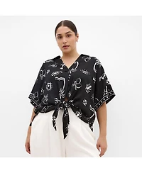 City Chic Women's Resort Border Print Shirt