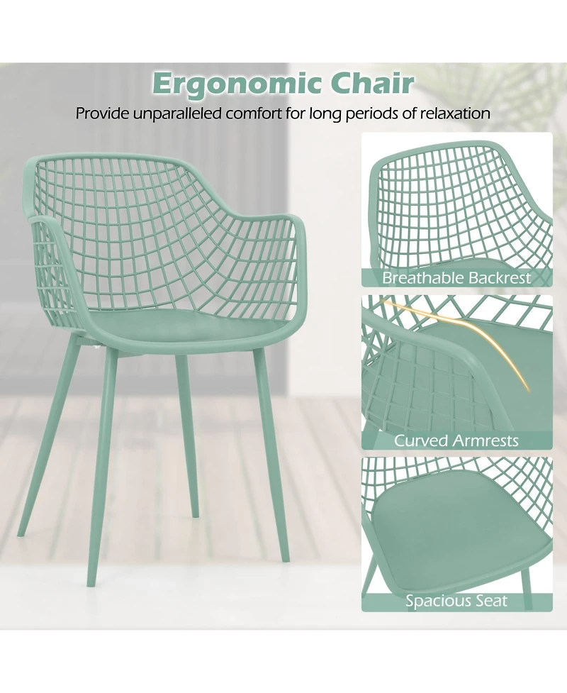 Slickblue 3-Piece Outdoor Patio Chair Set with Pp Seat and Tabletop for Porch