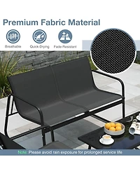 Slickblue Patio Furniture Set, 4-Piece with Fabric Chairs, Loveseat and Glass Coffee Table