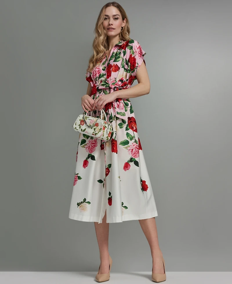 Karl Lagerfeld Paris Petite Printed Collared Shirt Dress