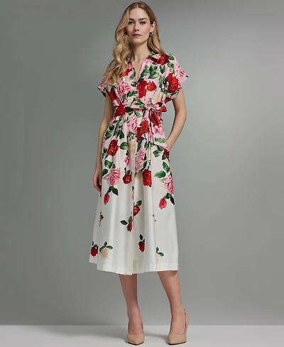 Karl Lagerfeld Paris Petite Printed Collared Shirt Dress