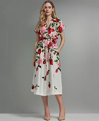 Karl Lagerfeld Paris Petite Printed Collared Shirt Dress