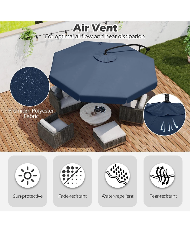 Sugift 10 ft Patio Cantilever Umbrella with Cover and Tilt Adjustment