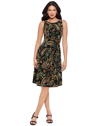 Body by Miraclesuit Women's Paisley Print Jewel Neck Midi Dress