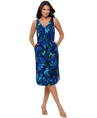 Body by Miraclesuit Women's Printed V-Neck Midi Dress