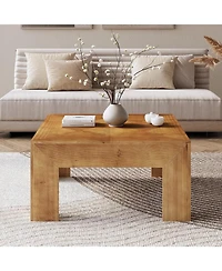 Tribesigns 39.4" Solid Wood Coffee Table, Square Coffee Table with Intricate Inlaid Top and Sturdy Legs, Rustic Center Tables