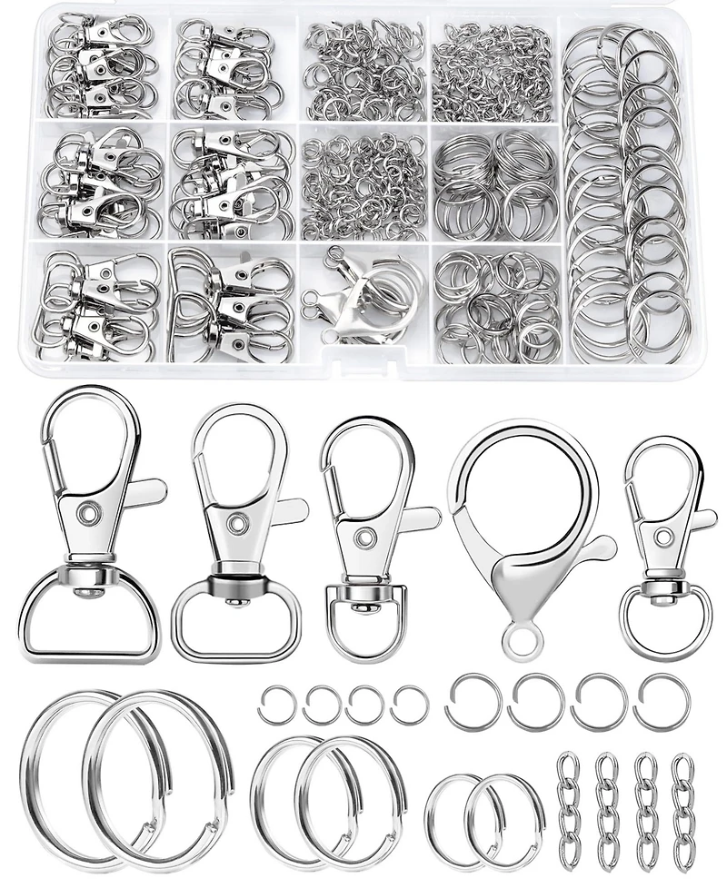 Gnuadz 325PCS Keychain Making Kit Lobster Clasp Swivel Hook Jump rings Extender Chain