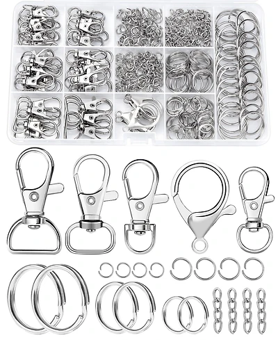 Gnuadz 325PCS Keychain Making Kit Lobster Clasp Swivel Hook Jump rings Extender Chain