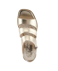 Azura Corrigate Women's Metallic Platform Sandal with Soft Footbed Comfort