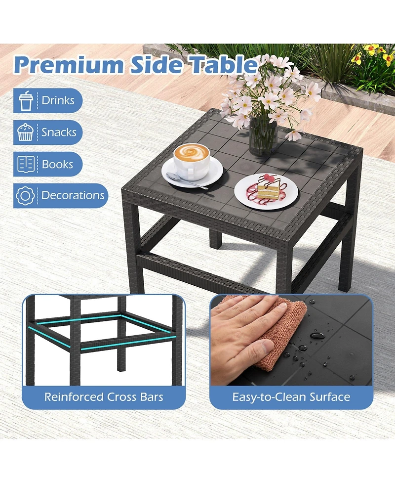 Slickblue Patio Furniture Set 3 Piece Rattan Chairs Square Table