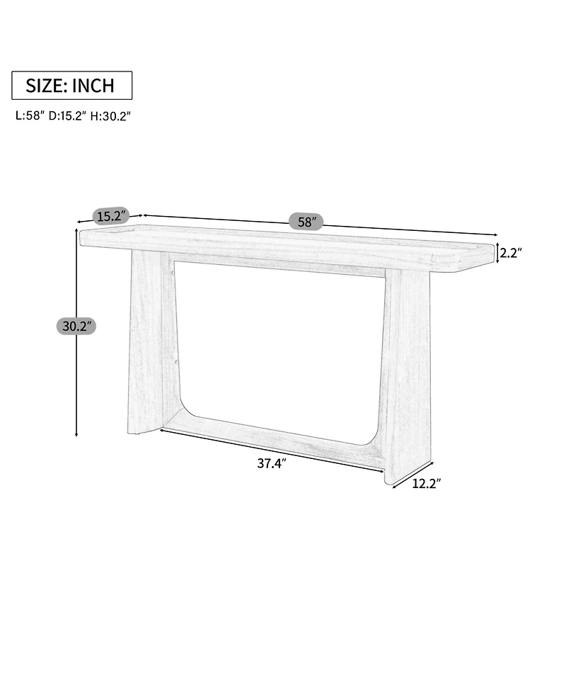 Flynama Farmhouse Console Table Tray Top Solid Wood Frame For Entryway Living Room Sofa Back