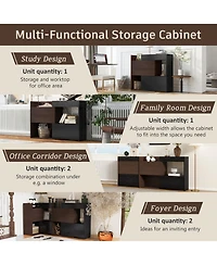 Flynama 32.5-58.8in Extendable Rotating Storage Cabinet Buffet Sideboard