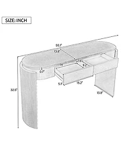 Flynama Oval Top Console Table 2 Drawers Fluted Legs Pine Wood Entryway Table
