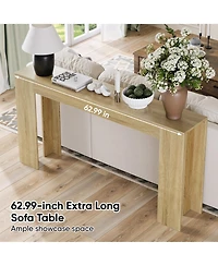 Flynama 62.99in Extra Long Farmhouse Entryway Table Narrow Sofa Table