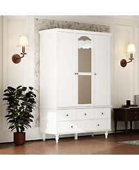 Homsee Big Wardrobe Armoires With Mirror, Drawers, Shelves.