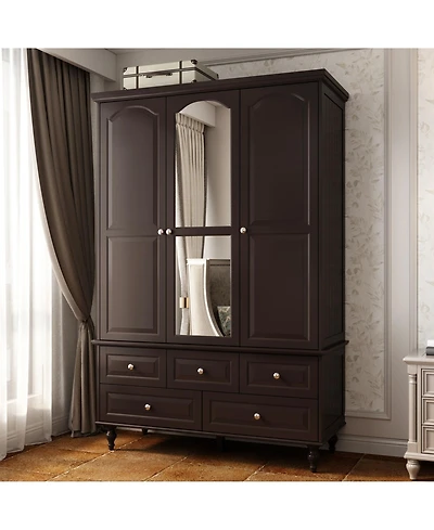 Homsee Big Wardrobe Armoires With Mirror, Drawers, Shelves.