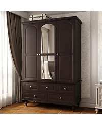 Homsee Big Wardrobe Armoires With Mirror, Drawers, Shelves.