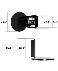 Busdays BUSDAYS23.6 Inch Round Surface Mount Bathroom Cabinet Metal Framed Mirror with Adjustable Shelves Bathroom Wall Storage