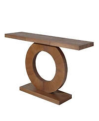 Flynama 53.2in Modern Minimalist Wooden Console Table Circular Base For Entryway Living Room Hallway