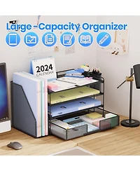 Gnuadz Desk Organizer 4-Tier File Drawer Pen Holders