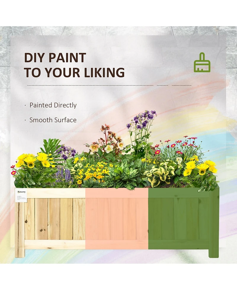 28''x12'' Foldable Raised Garden Bed Wood Planter Flower Planting Box