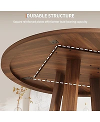 gaomon Dining Table for 4-6 People, Circle Kitchen Table with Cross Base, Farmhouse Wood Dinner Table for Apartment, Walnut Brown