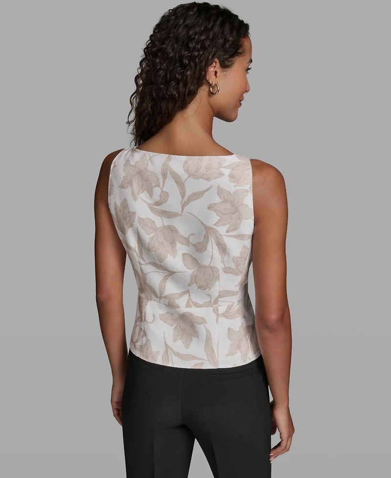 Karl Lagerfeld Paris Women's Scoop Neck Woven Vest